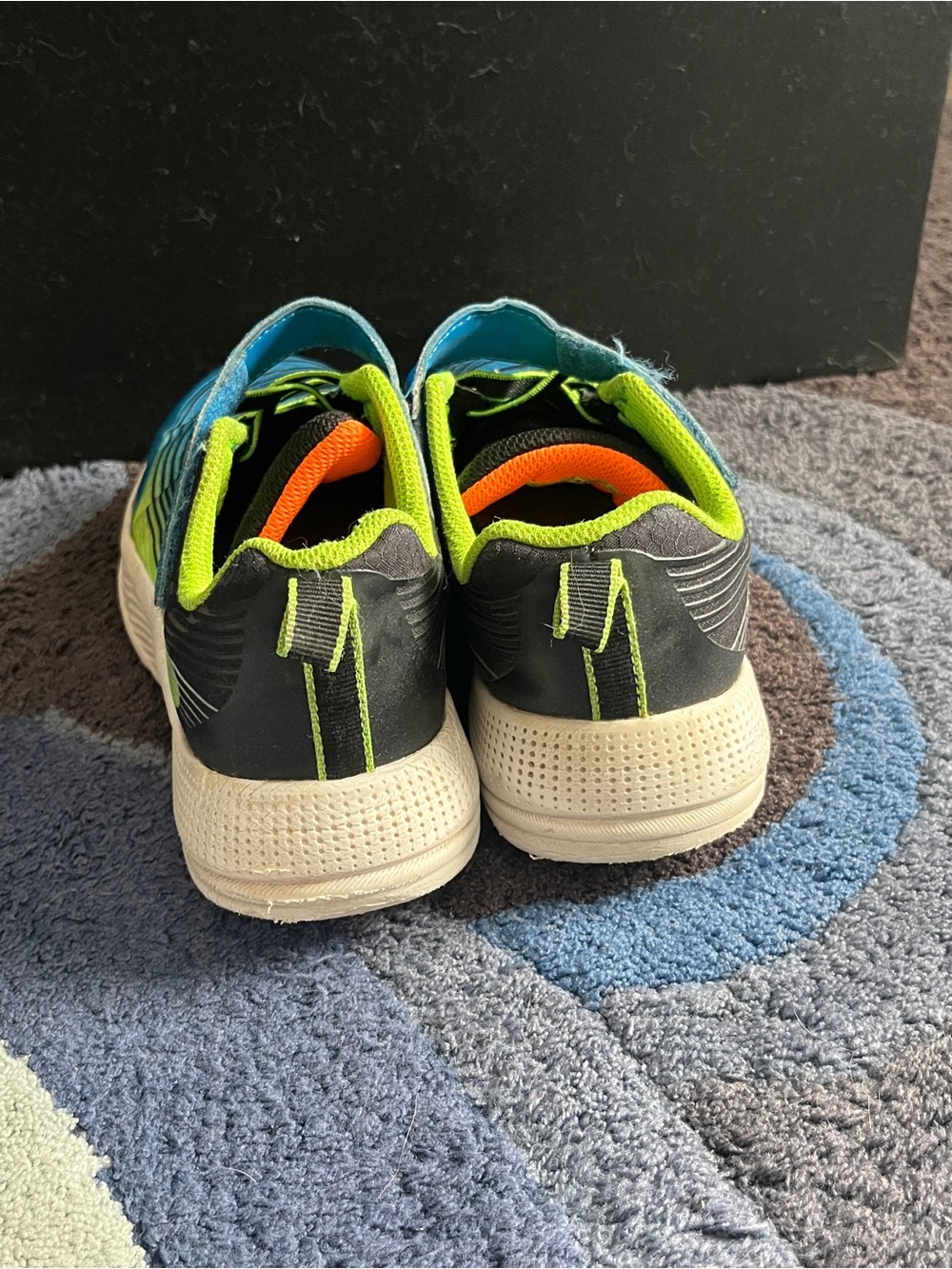 Skechers Blue and Neon Green Kids Sneakers - Picture 2 of 4